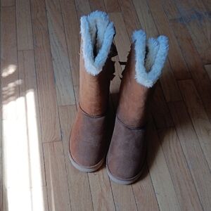 UGG Chestnut Suede Faux-Fur Mid-Calf Boots
